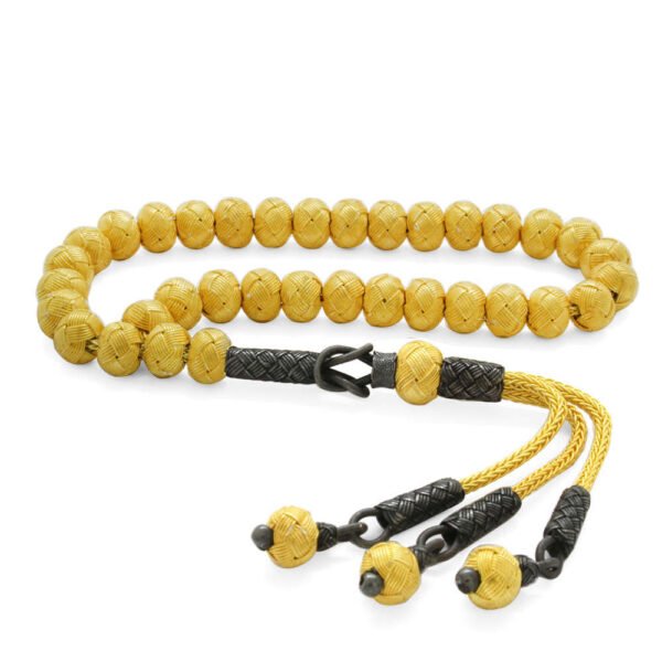 Handcrafted Sphere Cut Gold-Black Mini Size 1000 K Sterling Silver Kazaz Rosary